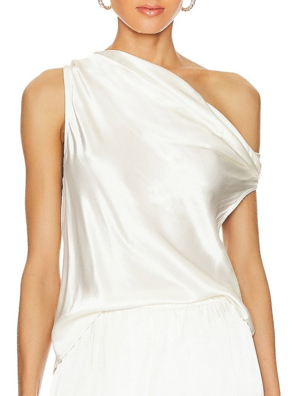 Enza Costa Satin Bias Off Shoulder Top - Cloud - Size 1 (Small)